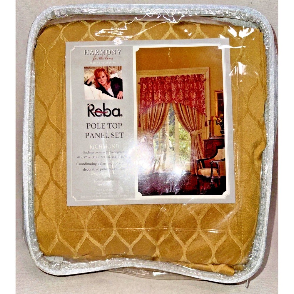 NIP Reba Pole Top Curtain Panel Richmond Gold 44x87 Lined
